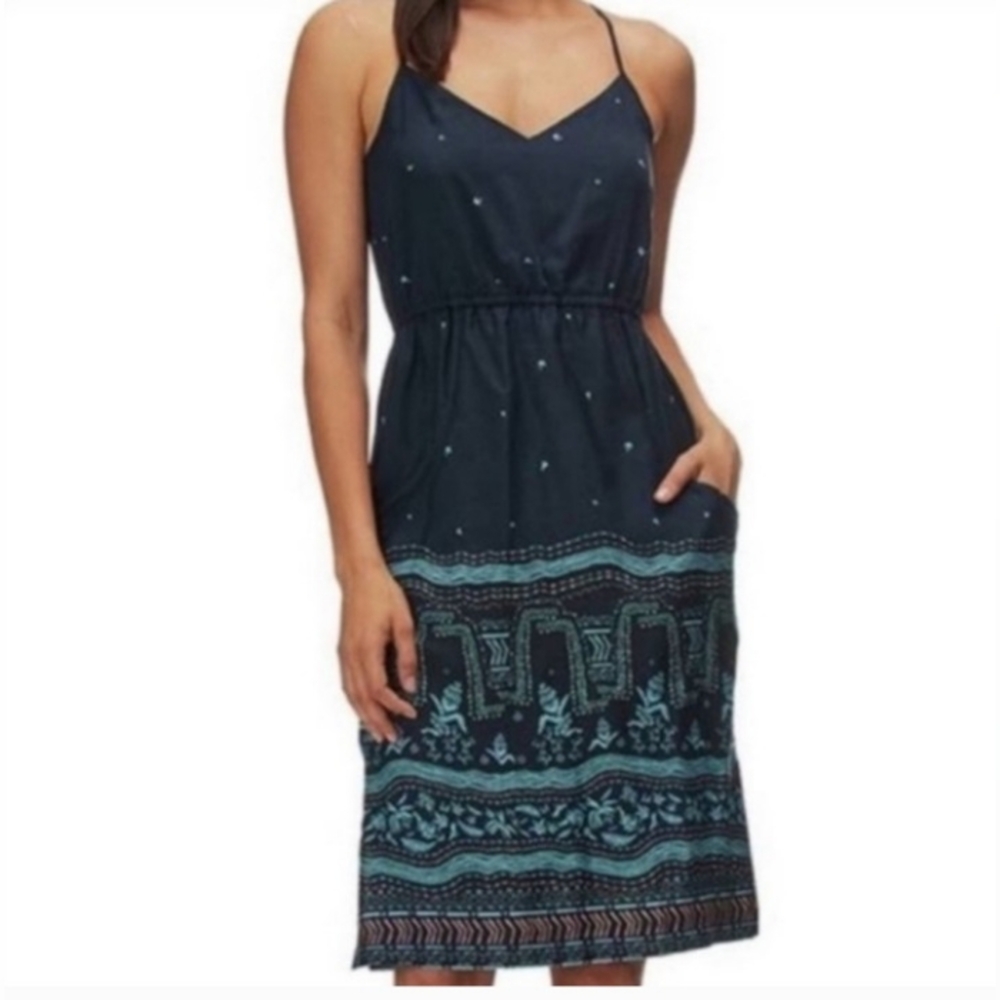 Patagonia Lost Wildflower Dress Navy Bird Print Size Small EUC